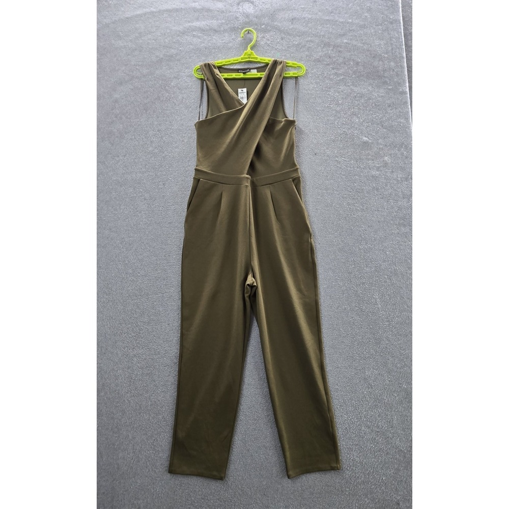 Express Women Jumpsuit 10 Olive Crisscross‎ Cut Out Sleeveless 27" Inseam